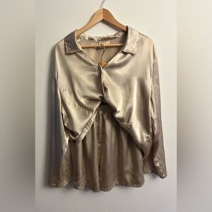 Silk & Satin Champagne Gold Pajama Lounge Set XL